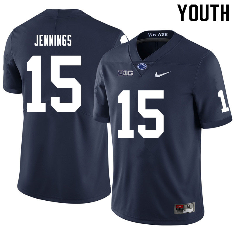 NCAA Nike Youth Penn State Nittany Lions Enzo Jennings #15 College Football Authentic Navy Stitched Jersey JCR8198FQ